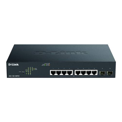 D-Link DGS-1100-10MPV2/E Netzwerk Switch RJ45/SFP 8 + 2 Port 20 GBit/s PoE-Funktion