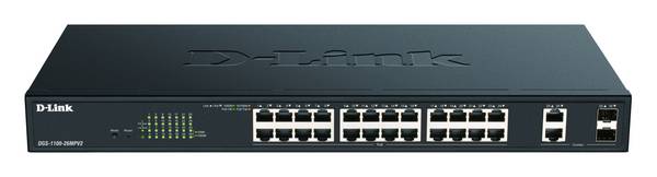 D-Link DGS-1100-26MPV2/E DGS-1100-26MPV2/E Netzwerk Switch 24 + 2 Port 56 GBit/s PoE-Funktion