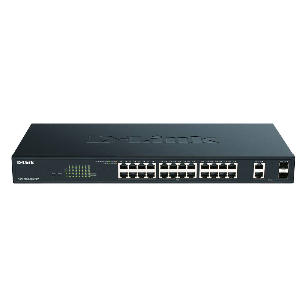 D-Link DGS-1100-26MPV2/E Netwerk switch RJ45/SFP 24 + 2 poorten 56 GBit/s PoE-functie