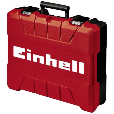 Roter Werkzeugkoffer mit schwarzem Griff und weißem 'Einhell'-Logo, geeignet zum Transport und Schutz von Werkzeug.