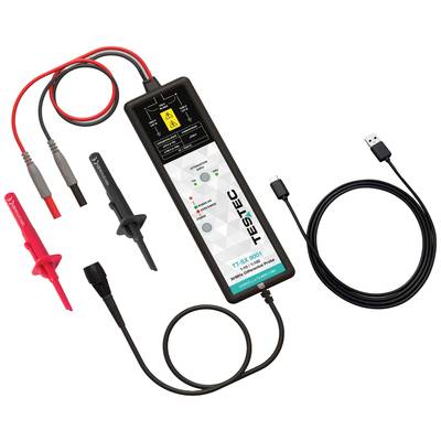 Digitales Hochspannungstastkopf-Gerät mit Kabeln und USB-Verbindung zur Echtzeitanalyse und Messung in elektrischen Anwendungen.