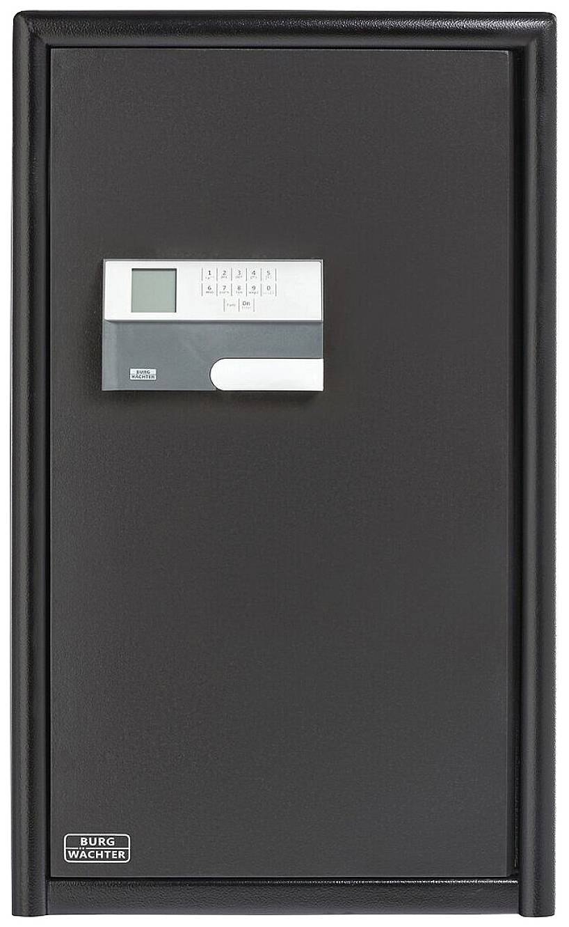 'Schwarzer Tresor mit elektronischem Zahlenschloss und digitalem Display'