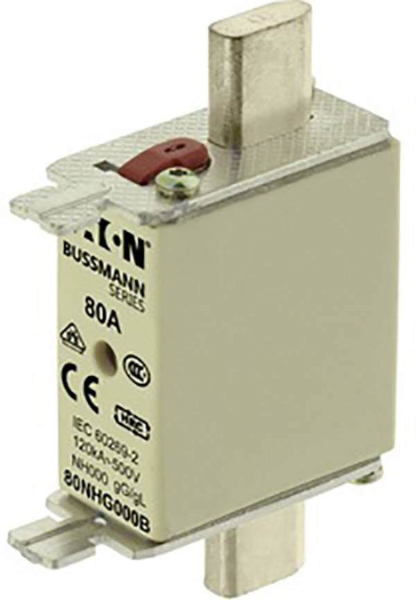 Eaton 80NHG000B NH-Sicherung mit mechanischer Sicherungsanzeige Passend für (Sicherungen) Sicherungsgröße 000 - 4 Sicherungsgröße = 000 80 A 500 V 3 St.