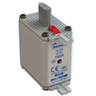 'Sicherungseinsatz NH00', 160A, mit Markenbeschriftung und CE-Kennzeichnung. Hauptsächlich zur elektrischen Sicherheit eingesetzt.