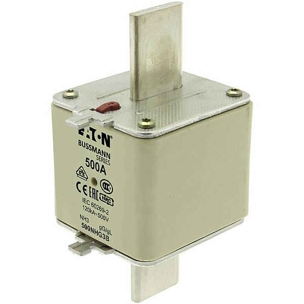 Eaton 450NHG3B NH-Sicherung mit mechanischer Sicherungsanzeige Passend für (Sicherungen) Sicherungsgröße 000 - 4 Sicherungsgröße = 3 450 A 500 V 3 St.