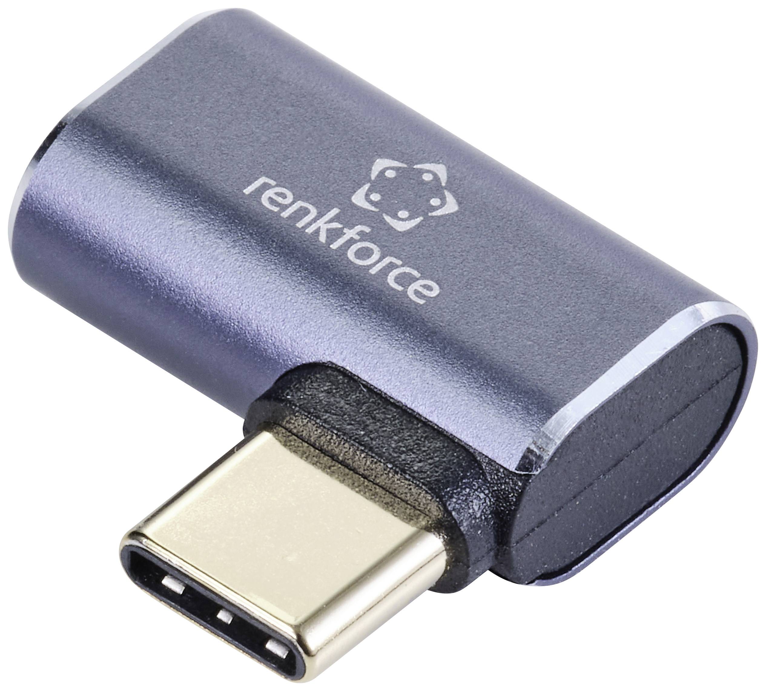 CONRAD Renkforce USB4® Adapter [1x USB4® Stecker - 1x USB-C® Buchse] 40 GBit/s 90° nach links gewink