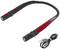 Flexible Halsleselampe in Schwarz und Rot mit USB-Ladekabel.