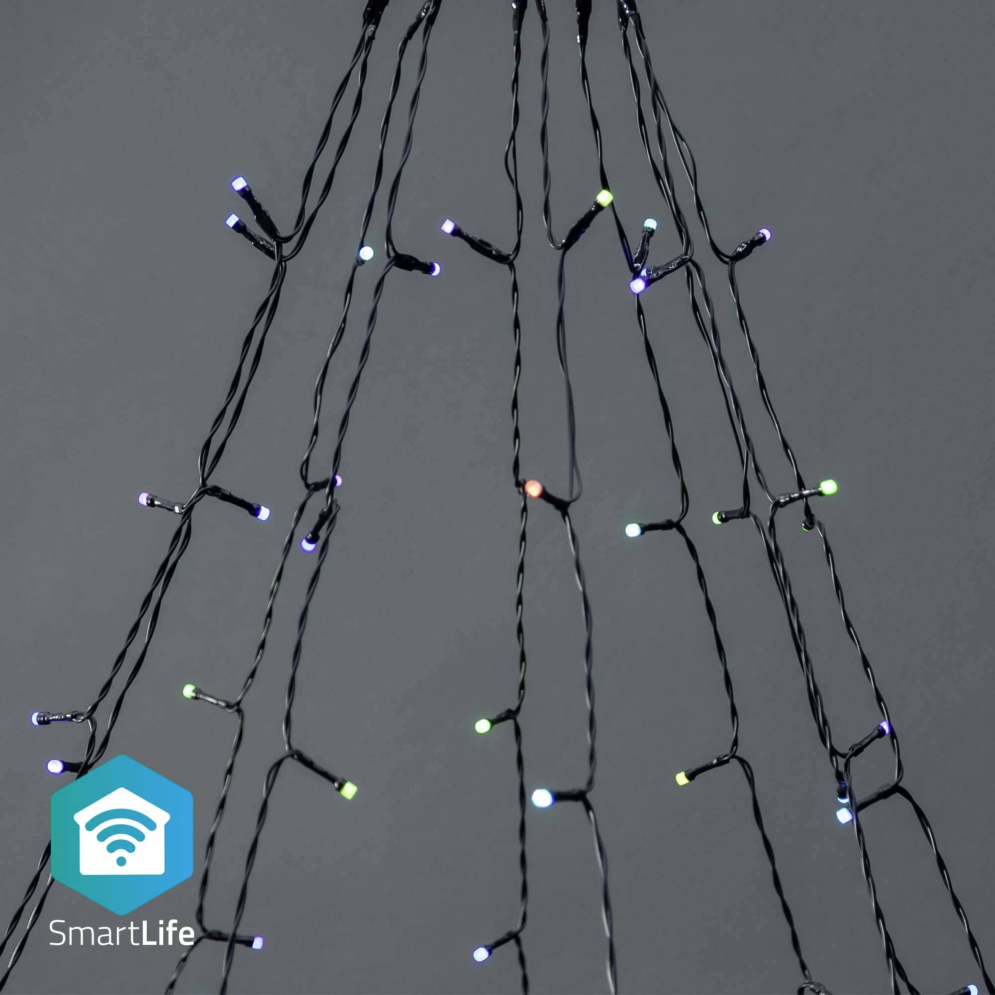 Eine Lichterkette mit bunten LEDs hängt locker von oben. Im unteren linken Eck befindet sich das SmartLife-Logo.