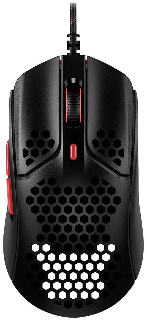 HP HyperX Pulsefire Haste ? Gaming-Maus (Schwarz-Rot), Beidhändig, Optisch, USB Typ-A, 16000 DPI, Sc
