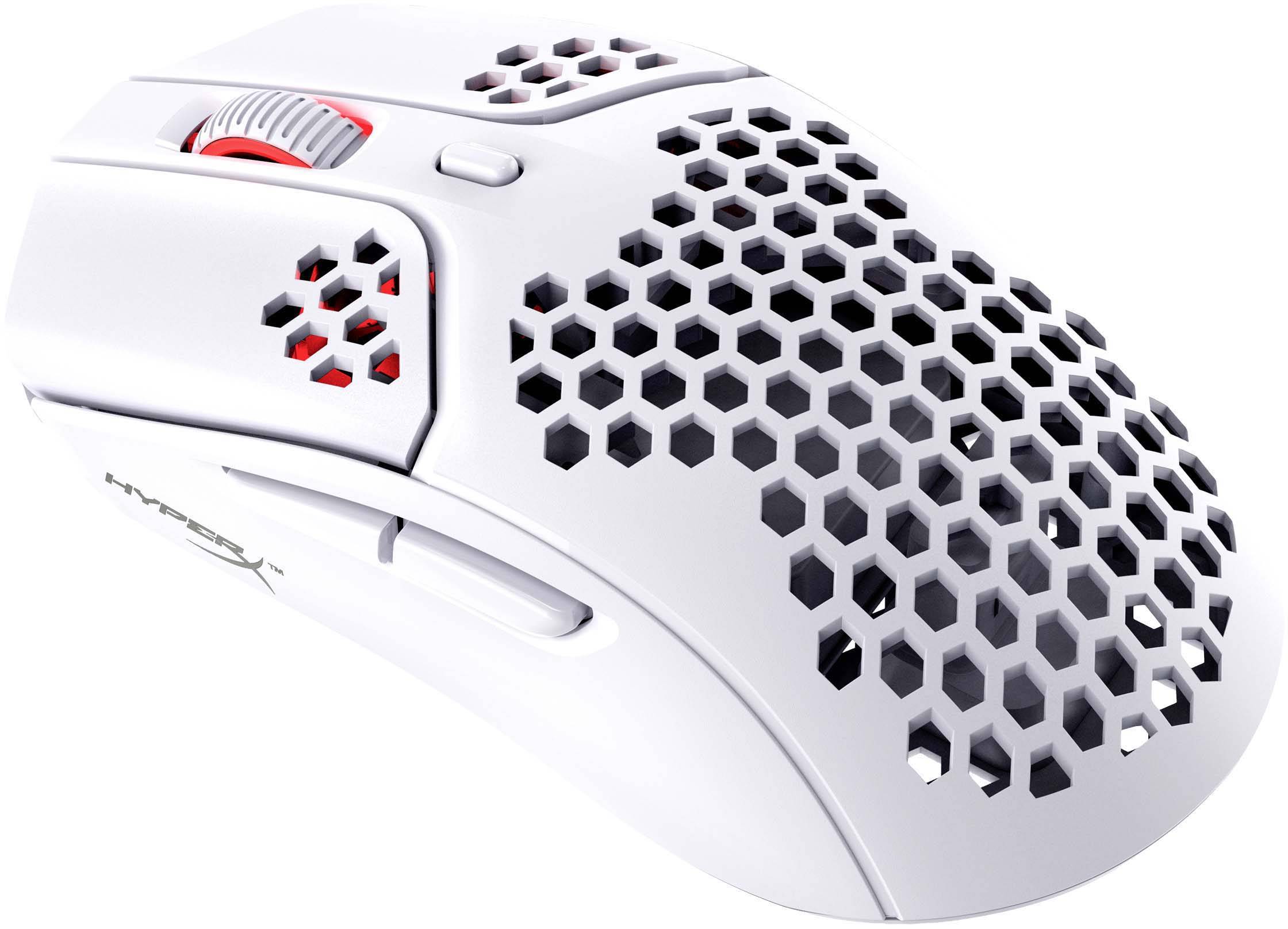 HP HyperX Pulsefire Haste ? Wireless-Gaming-Maus (weiß), Beidhändig, Optisch, RF Wireless + USB Type-2