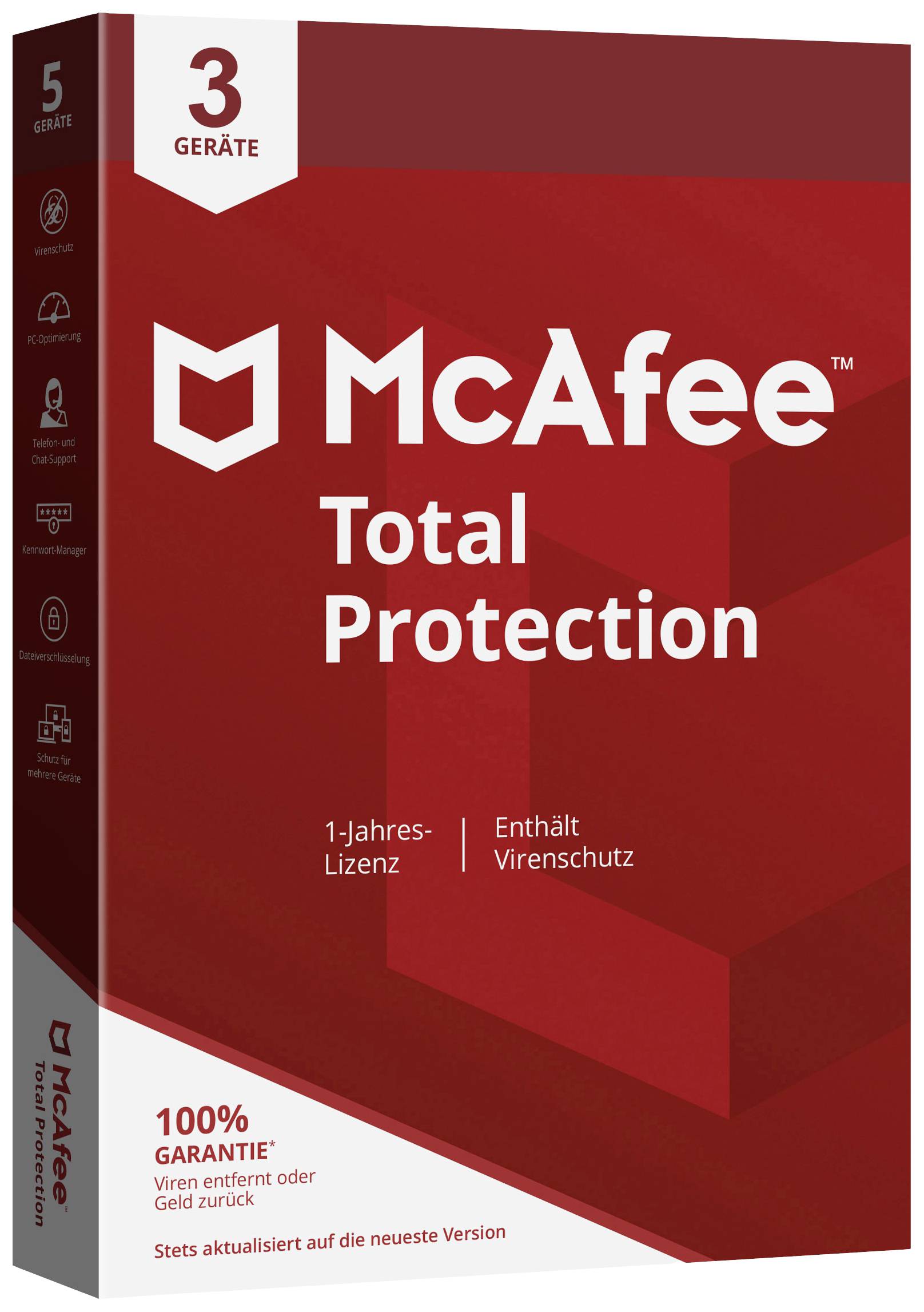 MCAFEE Total Protection Jahreslizenz, 3 Lizenzen Windows, Mac, Android, iOS Antivirus