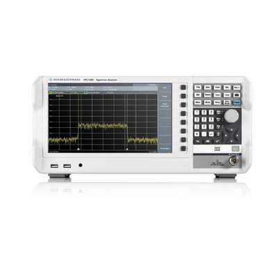 Ein Spektrumanalysator mit einem Bildschirm, der eine grafische Darstellung von Frequenzdaten zeigt. Tasten und Regler sind rechts.