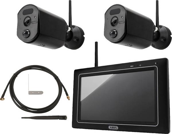 ABUS  PPDF17000 + PPDF17520 + TVAC17 Funk-Überwachungskamera-Set 4-Kanal mit 2 Kameras 2304 x 1296 Pixel  2.4 GHz