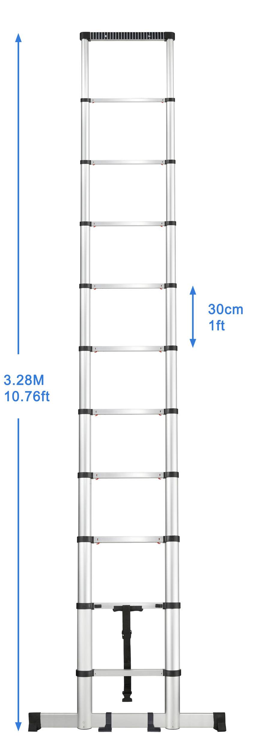 TOOLCRAFT TO-7868814 Aluminiumlegierung Teleskopleiter Montage ohne Werkzeug Arbeitshöhe (max.): 3.93 m Aluminium EN 131-5