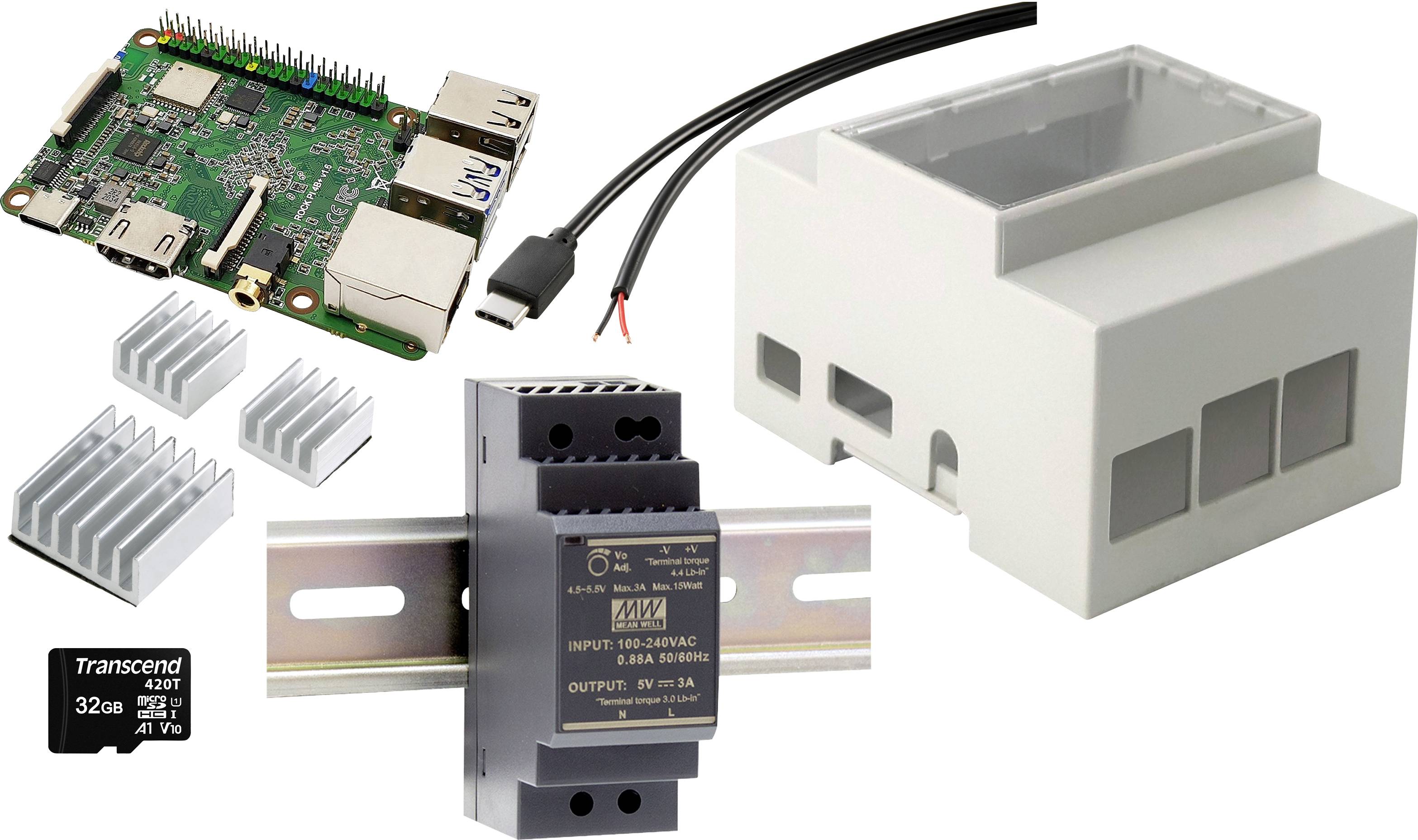 Renkforce Rock Pi 4 SE Rev 1.2 DIN-Rail Set 4 GB 6 x 1.5 GHz inkl. Hutschienengehäuse, inkl. Hutschienennetzteil, inkl. -0