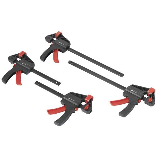 TOOLCRAFT TO-7870761 Einhand-Spannzwinge, 4er Set (15 cm & 30 cm) Spann-Weite (max.):300 mm Produktabmessung, Länge: 300...