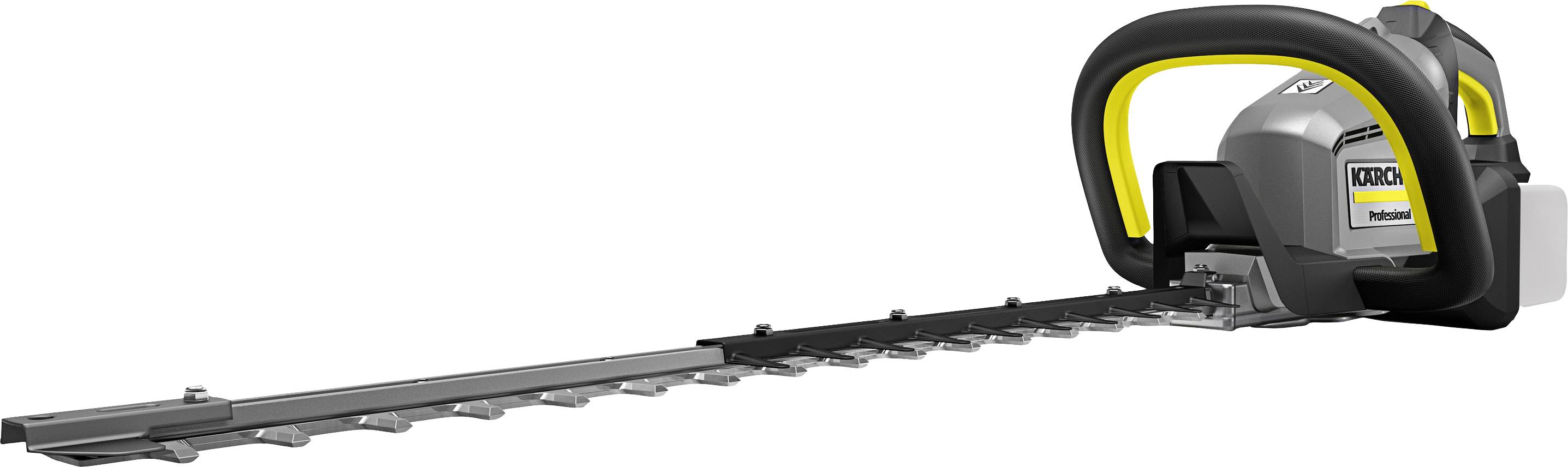 Akkubetriebene Heckenschere mit ergonomischem Griff und langem Schwert. Entworfen für effizientes und komfortables Heckenschneiden.