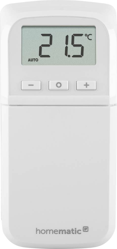 Ein digitales Thermostat mit Display zeigt '21,5°C'. Funktionen umfassen Auto-Modus und Tasten zum Anpassen der Temperatur.