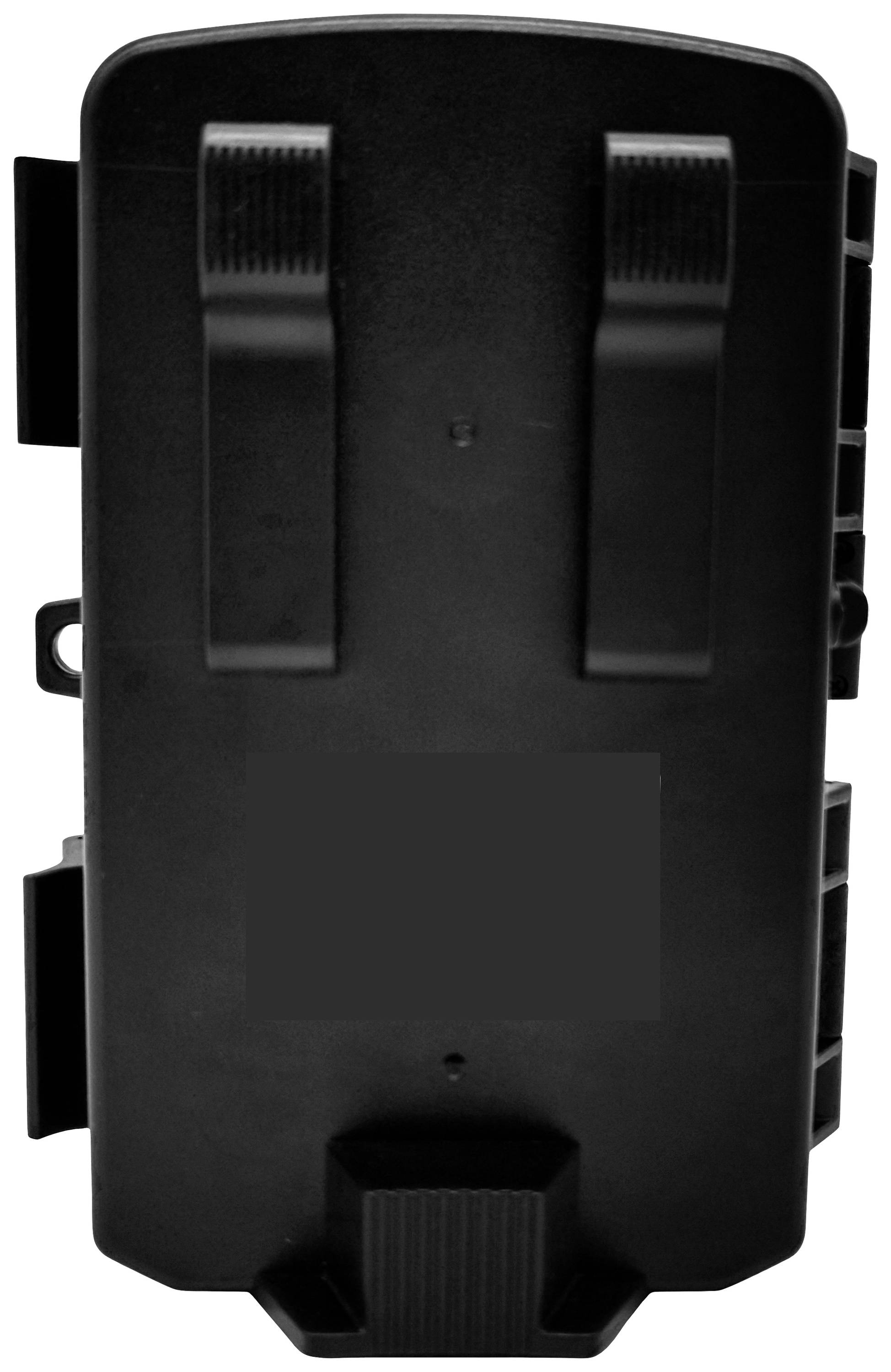 Schwarzes elektronisches Gerät mit zwei Befestigungsclips oben und einer breiten Basis unten. Verwendet für spezielle technische Anwendungen.