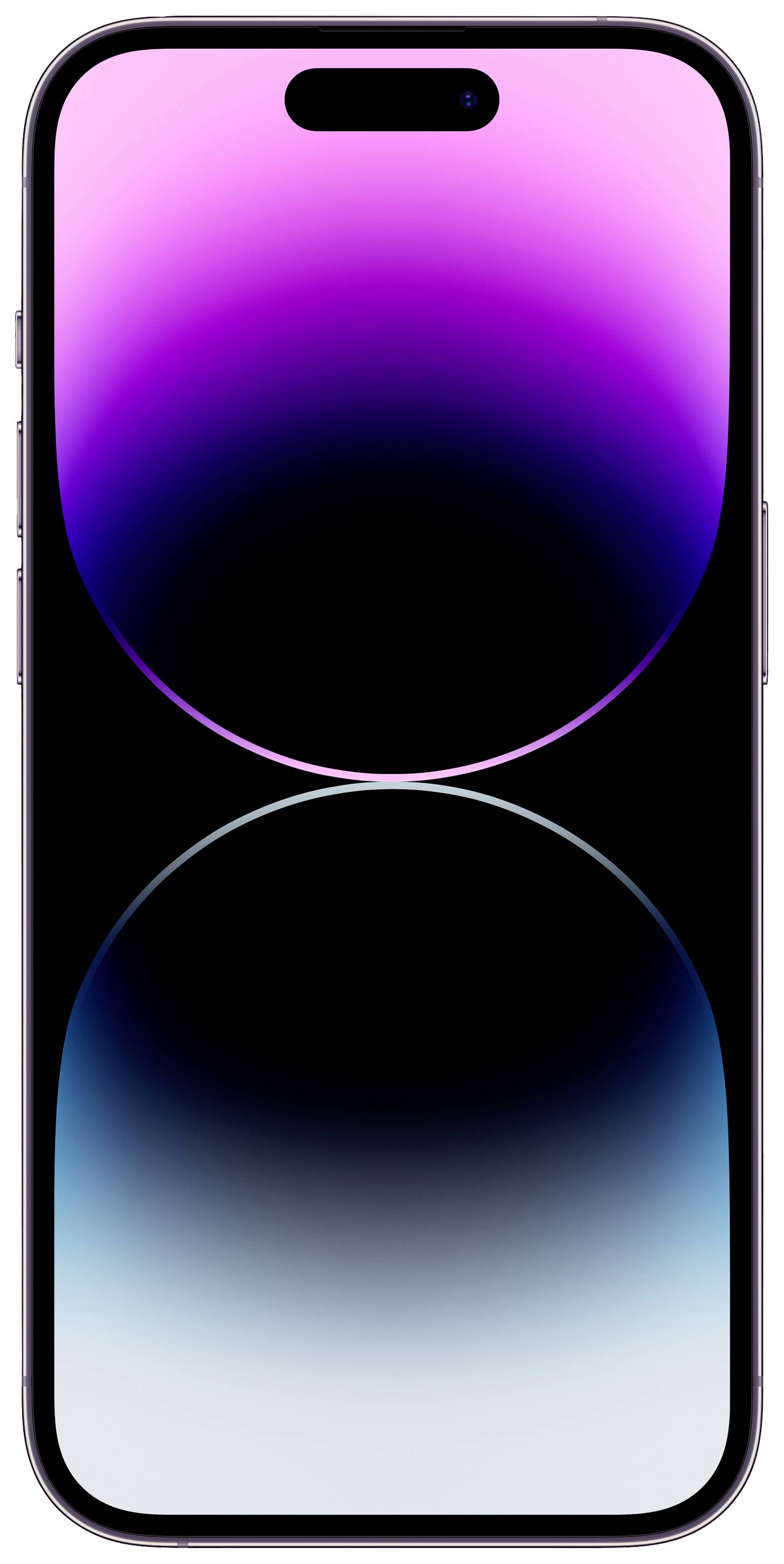 Ein modernes Smartphone mit einem abgerundeten Display und einem auffälligen Farbverlauf von Rosa zu Blau auf dem Bildschirm.