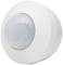 Runder weißer Bewegungsmelder mit gewölbtem, strukturiertem Sensor in der Mitte, für Wand- oder Deckenmontage.