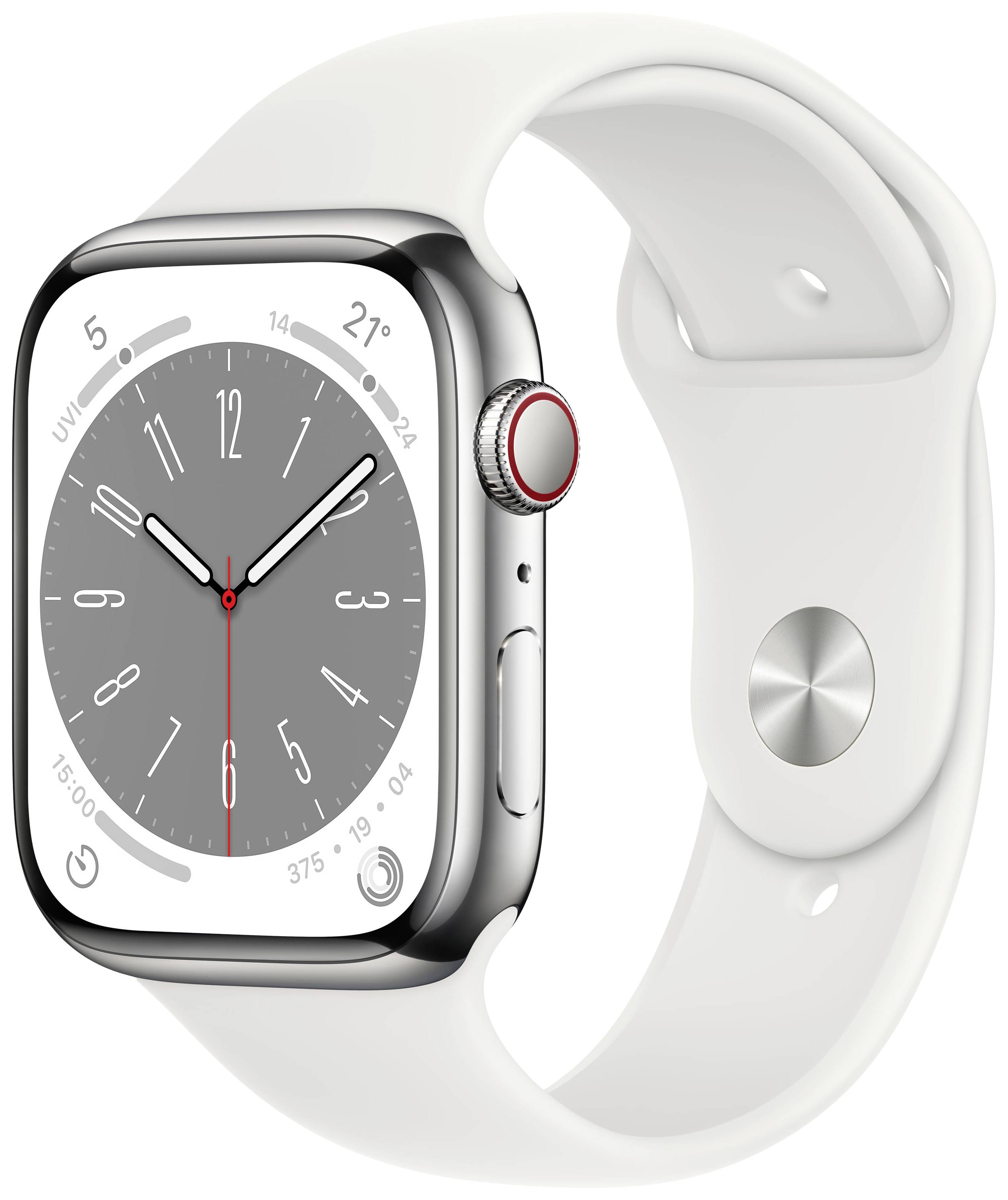 APPLE Watch S8 STS 45mm Silver (Sportband White)         LTE iOS