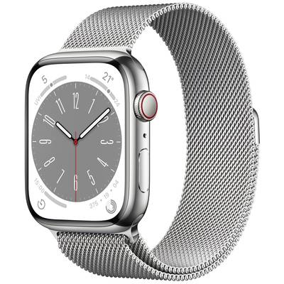 Apple Watch Series 8 GPS + Cellular 45 mm Edelstahlgehäuse Silber Milanese Loop Silber  