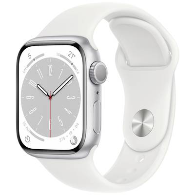 Apple Watch Series 8 GPS 41 mm Aluminiumgehäuse Silber Sport Band Weiß  