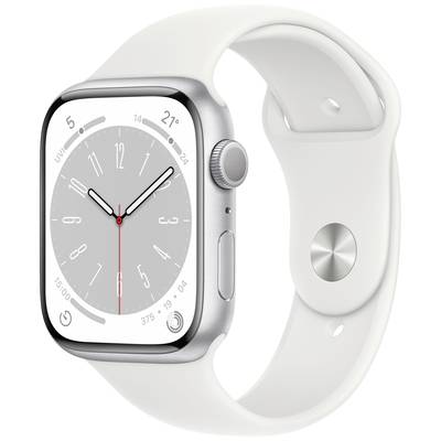 Apple Watch Series 8 GPS 45 mm Aluminiumgehäuse Silber Sport Band Weiß  