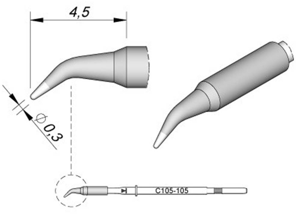JBC Tools C115105 Lötspitze Rundform, gebogen Spitzen-Größe 0.3 mm Inhalt 1 St.