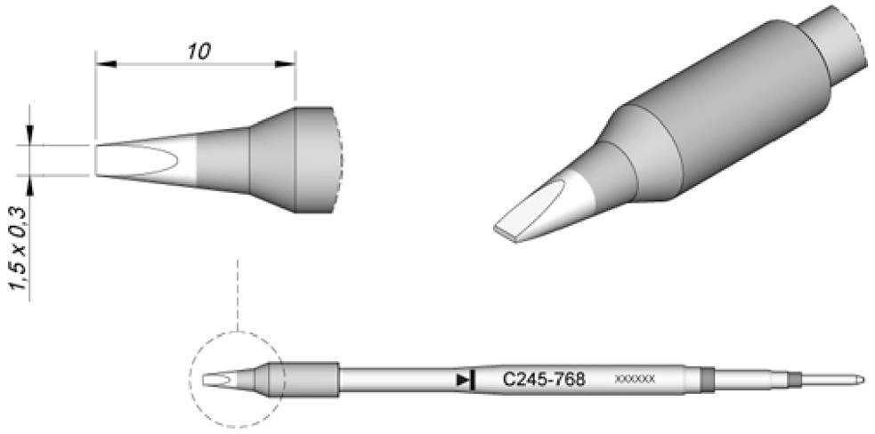 JBC Tools C245768 Lötspitze Meißelform, gerade Spitzen-Größe 0.3 mm Inhalt 1 St.