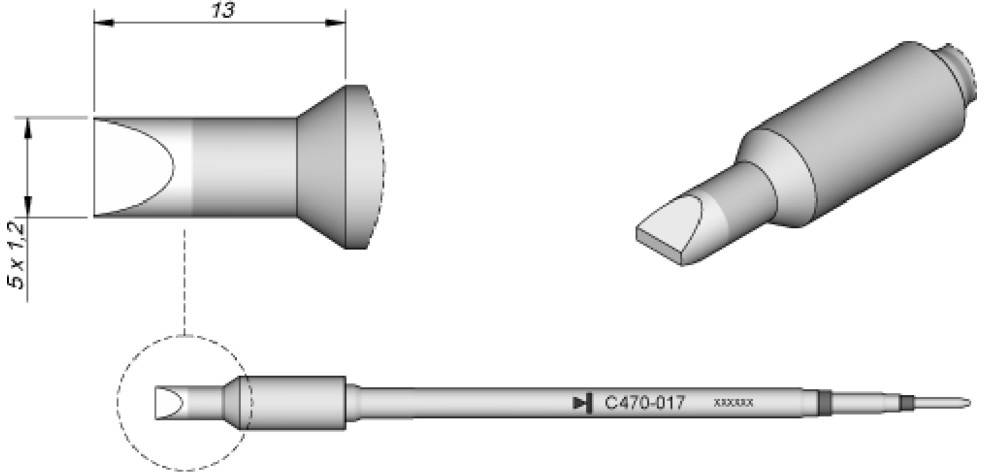 JBC Tools C470017 Lötspitze Meißelform, gerade Spitzen-Größe 1.2 mm Inhalt 1 St.