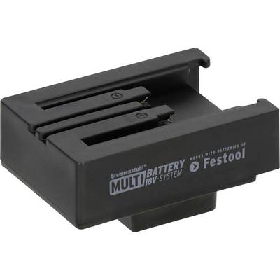 Schwarzer Brennenstuhl MultiBattery 18V Systemadapter für Festool, gezeigt in einer Produktfoto auf weißem Hintergrund.