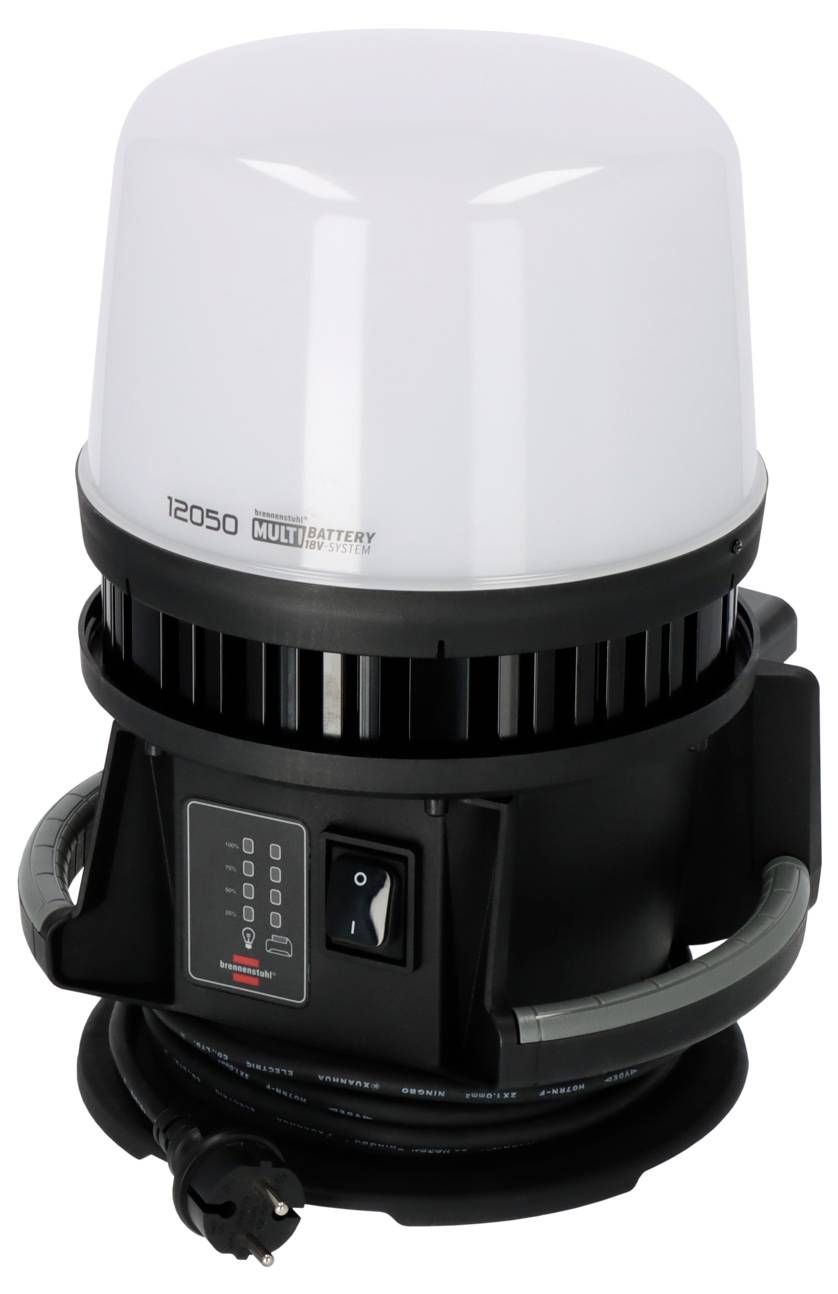 Ein schwarzer elektrischer Schlagwerkzeug-Adapter mit einem weißen Oberteil und Schalter an der Seite.