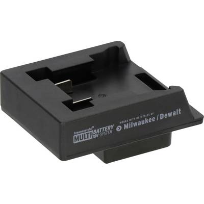 Schwarzer Batterieadapter mit der Aufschrift „MULTI BATTERY 18V SYSTEM" für Milwaukee- und Dewalt-Werkzeuge