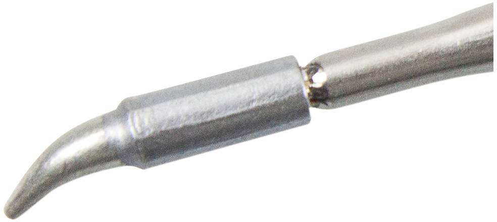 Lötkolben mit feiner, abgewinkelter Spitze zum präzisen Löten kleiner elektronischer Bauteile.