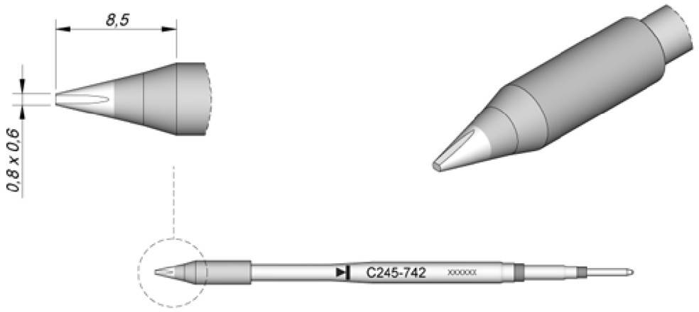 JBC Tools C245742 Lötspitze Meißelform, gerade Spitzen-Größe 0.3 mm Inhalt 1 St.