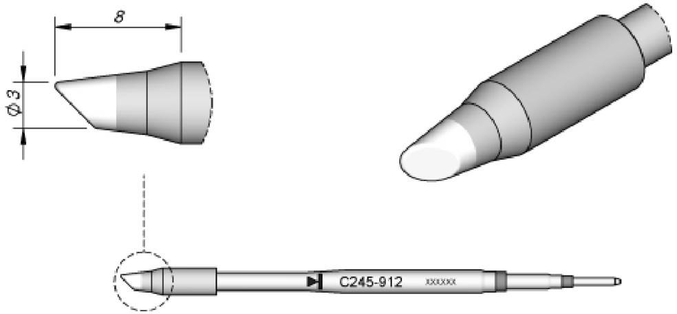 JBC Tools C245912 Lötspitze Rundform, abgeschrägt Spitzen-Größe 3.0 mm Inhalt 1 St.