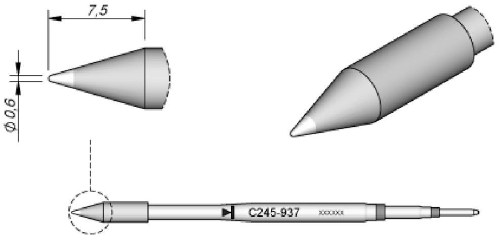 JBC Tools C245937 Lötspitze Rundform, gerade Spitzen-Größe 0.6 mm Inhalt 1 St.