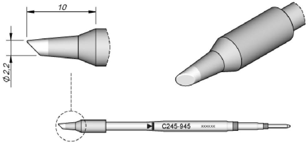 JBC Tools C245945 Lötspitze Rundform, abgeschrägt Spitzen-Größe 2.2 mm Inhalt 1 St.