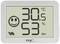 Digitales Thermometer-Hygrometer zeigt 30,5 Grad Celsius und 53 Prozent Luftfeuchtigkeit an. Smiley und Schildkröte unten links.