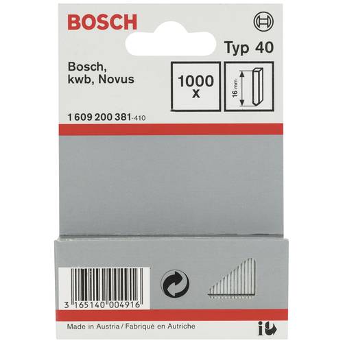 Bosch Accessories 1609200381 Tackernägel Typ 40 Produktabmessung, Länge 16 mm 1000 St.