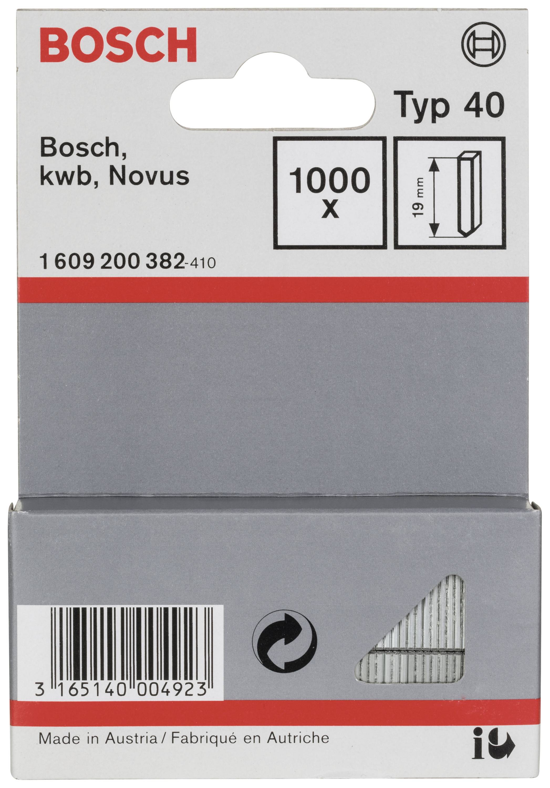 Bosch Accessories 1609200382 Tackernägel Typ 40 Produktabmessung, Länge 19 mm 1000 St.