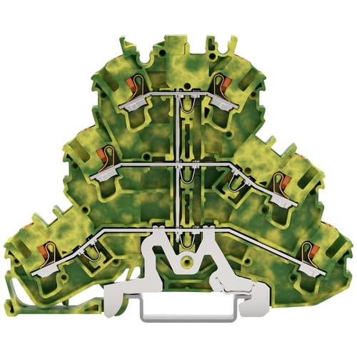WAGO 2202-3207 Dreistock-Schutzleiterklemme Käfigzugfederanschluss Grün-Gelb 50 St.