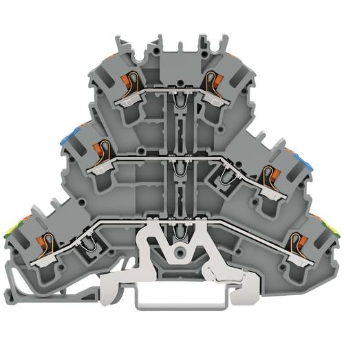WAGO 2202-3227 Dreistock-Durchgangsklemme Käfigzugfederanschluss Grau 50 St.