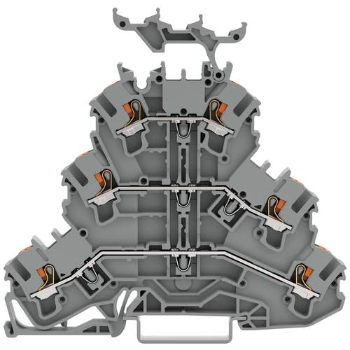 WAGO 2202-3233 Dreistock-Durchgangsklemme Käfigzugfederanschluss Grau 50 St.