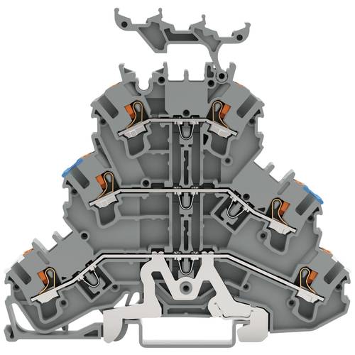 WAGO 2202-3258 Dreistock-Durchgangsklemme Käfigzugfederanschluss Grau 50 St.