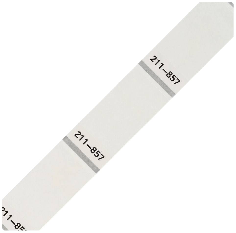Weißer Streifen mit grauen Linien unterteilt, enthält die Zahlenfolge '211-857'.