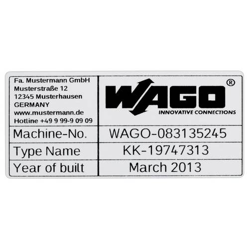 Thumbnail - WAGO 210-802 210-802 Etiketten für Thermotransferdrucker Beschriftungsfläche: 70 x 33 mm Silber Anzahl Markierer: 500 50...