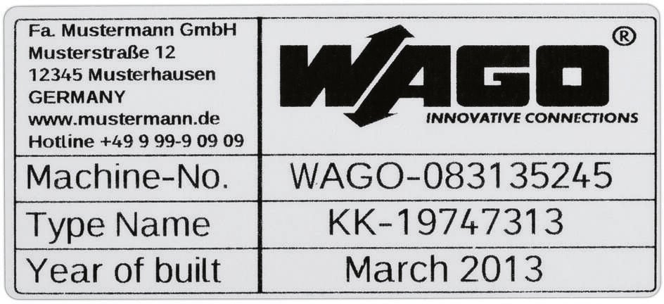 WAGO 210-804 210-804 Etiketten für Thermotransferdrucker Beschriftungsfläche: 99 x 44 mm Silber Anzahl Markierer: 500 50